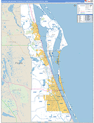 Palm Bay-Melbourne-Titusville Metro Area Wall Map Basic Style 2026